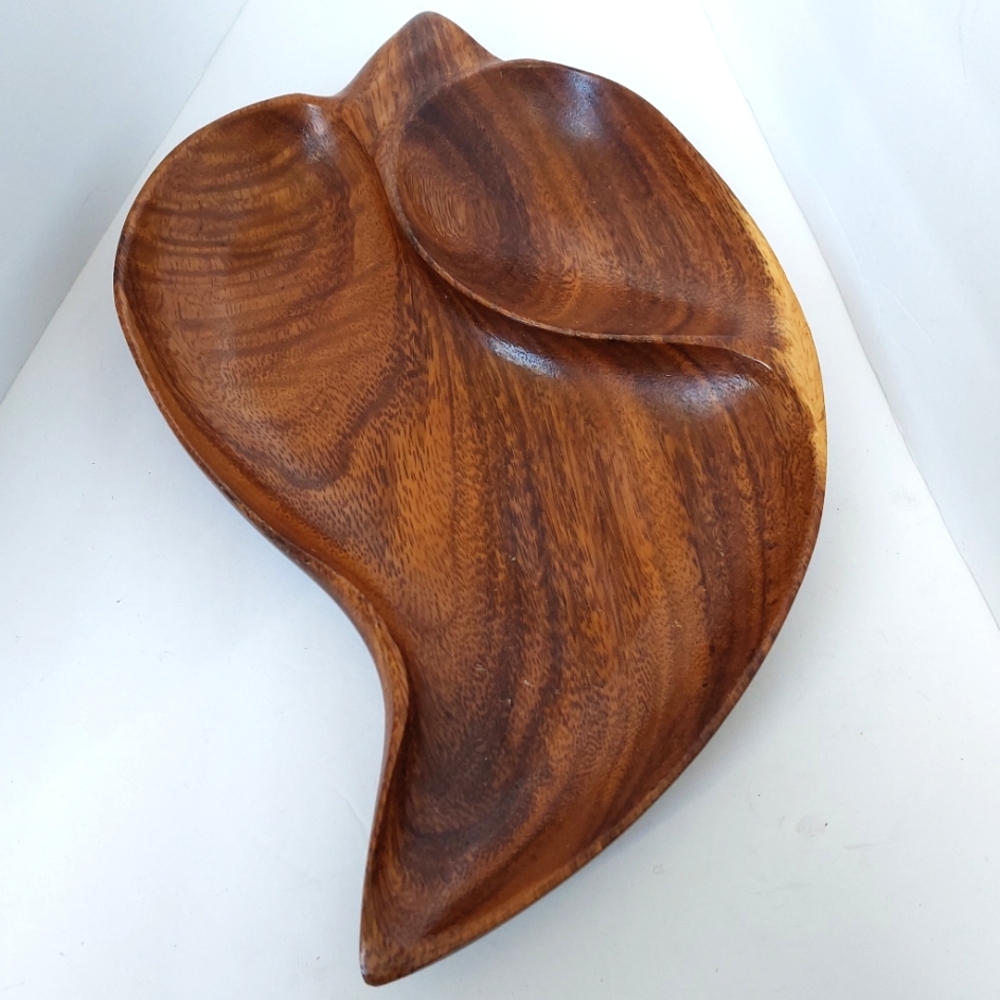 MCM Vintage Blair Hawaii Monkey Pod Lge Divided Serving Dish Excellent Condition